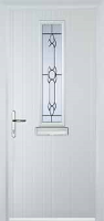 Mid Square (centre) Crystal Bohemia Composite Front Door in White