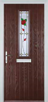 Mid Square (centre) English Rose Composite Front Door in Darkwood