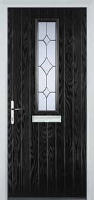 Mid Square (centre) Crystal Diamond Composite Front Door in Black