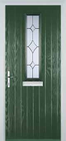 Mid Square (centre) Crystal Diamond Composite Front Door in Green