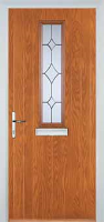 Mid Square (centre) Crystal Diamond Composite Front Door in Oak