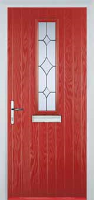 Mid Square (centre) Crystal Diamond Composite Front Door in Red