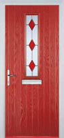 Mid Square (centre) Drop Diamond Composite Front Door in Red