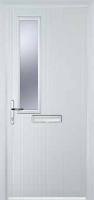 Mid Square (off set) Glazed Composite Front Door in White