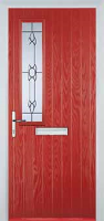 Mid Square (off set) Crystal Bohemia Composite Front Door in Red