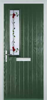 Mid Square (off set) Mackintosh Rose Composite Front Door in Green