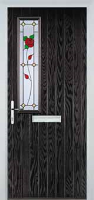 Mid Square (off set) English Rose Composite Front Door in Black Brown