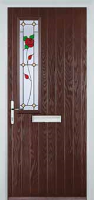 Mid Square (off set) English Rose Composite Front Door in Darkwood