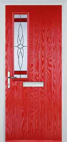 Mid Square (off set) Crystal Harmony Composite Front Door in Poppy Red