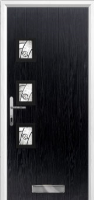 3 Square (off set) Abstract Timber Solid Core Door in Black