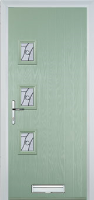 3 Square (off set) Abstract Timber Solid Core Door in Chartwell Green