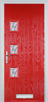 3 Square (off set) Abstract Timber Solid Core Door in Poppy Red