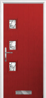 3 Square (off set) Abstract Timber Solid Core Door in Red