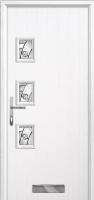 3 Square (off set) Abstract Timber Solid Core Door in White