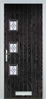 3 Square (off set) Elegance Timber Solid Core Door in Black Brown