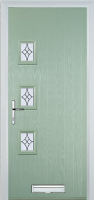 3 Square (off set) Elegance Timber Solid Core Door in Chartwell Green