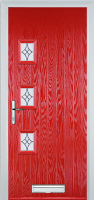 3 Square (off set) Elegance Timber Solid Core Door in Poppy Red