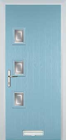 3 Square (off set) Enfield Timber Solid Core Door in Duck Egg Blue