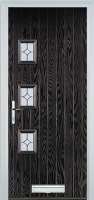 3 Square (off set) Flair Timber Solid Core Door in Black Brown