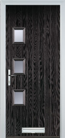 3 Square (off set) Glazed Timber Solid Core Door in Black Brown