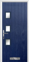 3 Square (off set) Glazed Timber Solid Core Door in Dark Blue