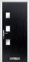 3 Square (off set) Glazed Timber Solid Core Door in Black