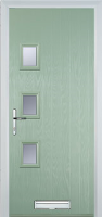 3 Square (off set) Glazed Timber Solid Core Door in Chartwell Green