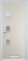 3 Square (off set) Glazed Timber Solid Core Door in Cream