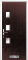 3 Square (off set) Glazed Timber Solid Core Door in Darkwood