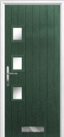 3 Square (off set) Glazed Timber Solid Core Door in Green