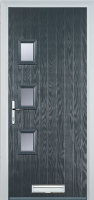 3 Square (off set) Glazed Timber Solid Core Door in Anthracite Grey
