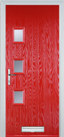 3 Square (off set) Glazed Timber Solid Core Door in Poppy Red