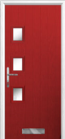 3 Square (off set) Glazed Timber Solid Core Door in Red