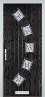 5 Square Curved Abstract Timber Solid Core Door in Black Brown