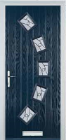 5 Square Curved Abstract Timber Solid Core Door in Dark Blue