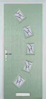 5 Square Curved Abstract Timber Solid Core Door in Chartwell Green