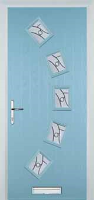 5 Square Curved Abstract Timber Solid Core Door in Duck Egg Blue