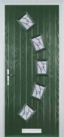 5 Square Curved Abstract Timber Solid Core Door in Green