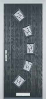 5 Square Curved Abstract Timber Solid Core Door in Anthracite Grey