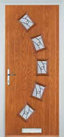 5 Square Curved Abstract Timber Solid Core Door in Oak