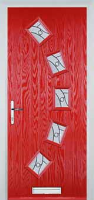 5 Square Curved Abstract Timber Solid Core Door in Poppy Red