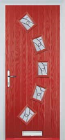 5 Square Curved Abstract Timber Solid Core Door in Red