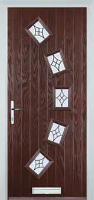 5 Square Curved Elegance Timber Solid Core Door in Darkwood