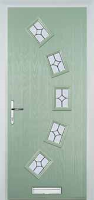 5 Square Curved Flair Timber Solid Core Door in Chartwell Green