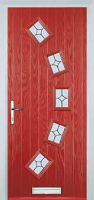 5 Square Curved Flair Timber Solid Core Door in Red