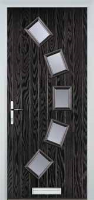 5 Square Curved Glazed Timber Solid Core Door in Black Brown