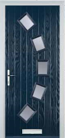 5 Square Curved Glazed Timber Solid Core Door in Dark Blue