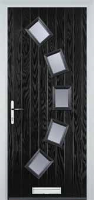 5 Square Curved Glazed Timber Solid Core Door in Black