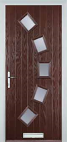 5 Square Curved Glazed Timber Solid Core Door in Darkwood