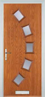 5 Square Curved Glazed Timber Solid Core Door in Oak